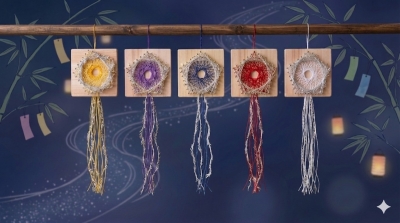 ～作って　飾って　楽しもう～彩り糸が織りなす　糸かけアートの七夕吹き流し 一日講座