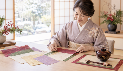 和の色で迎えるお正月～日本の冬色と和紙のランチョンマット作り～